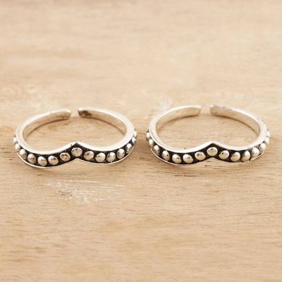 Alternate image for Hand Crafted Sterling Silver Toe Rings Pair Silver Lady