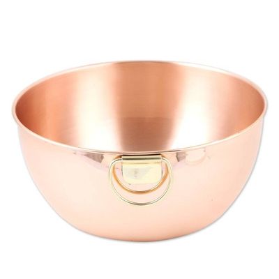 Alternate image for High-Polished Copper Bowl with Brass Handle Crafted in India Timeless Splendor