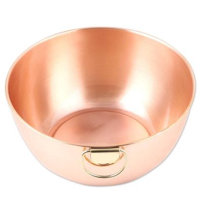 Alternate image for High-Polished Copper Bowl with Brass Handle Crafted in India Timeless Splendor