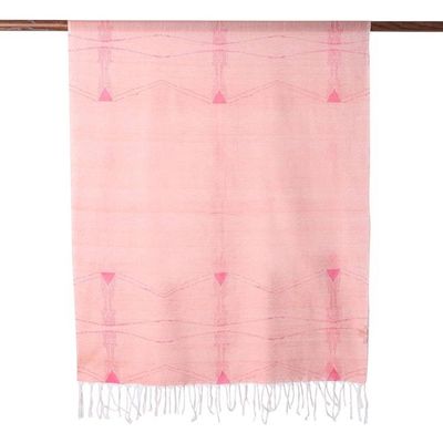 Alternate image for Hand Woven Peach and Off White Cotton Scarf from India Ebullient in Peach