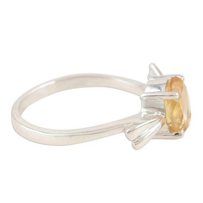 Alternate image for Handcrafted Citrine and Sterling Silver Solitaire Ring Lemon Sparkle