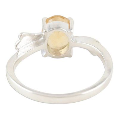 Alternate image for Handcrafted Citrine and Sterling Silver Solitaire Ring Lemon Sparkle