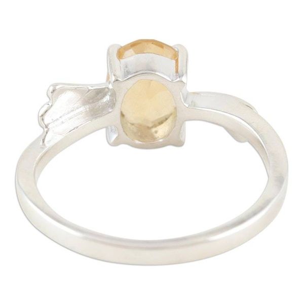 Alternate image for Handcrafted Citrine and Sterling Silver Solitaire Ring Lemon Sparkle