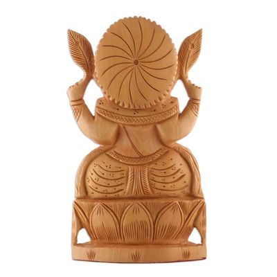 Alternate image for Traditional Kadam Wood Sculpture of Meditating Ganesha Ganesha and His Meditation