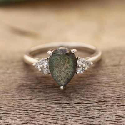 Primary image for 925 Silver Cocktail Ring with Labradorite and Cubic Zirconia Beloved Princess