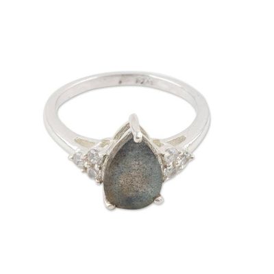 Alternate image for 925 Silver Cocktail Ring with Labradorite and Cubic Zirconia Beloved Princess