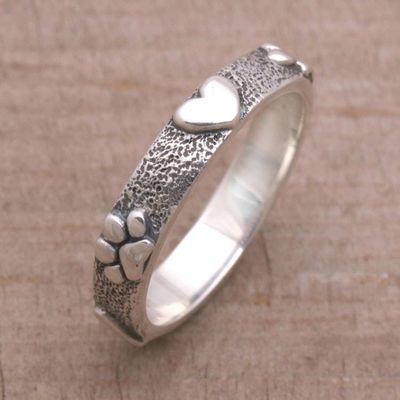 Alternate image for Sterling Silver Heart and Paw Print Ring from Bali Paws for Love