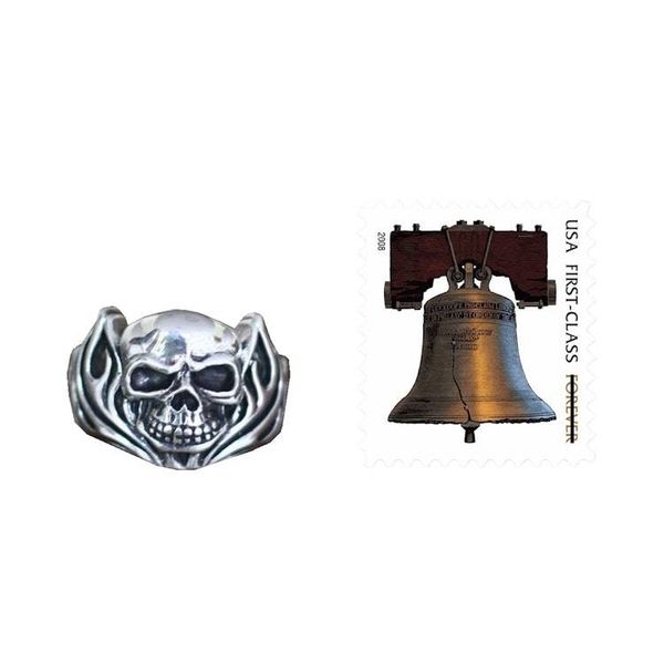 Alternate image for Mens Handmade Sterling Silver Ring Skull of Fire
