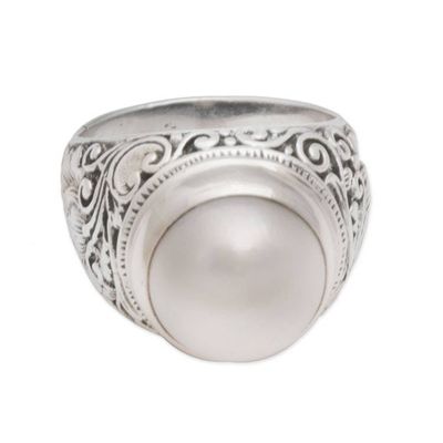 Alternate image for Cultured Pearl Floral Cocktail Ring from Bali Floral Crown