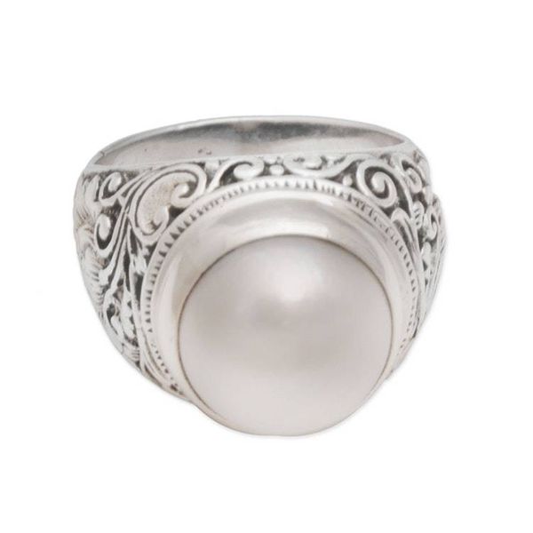 Alternate image for Cultured Pearl Floral Cocktail Ring from Bali Floral Crown