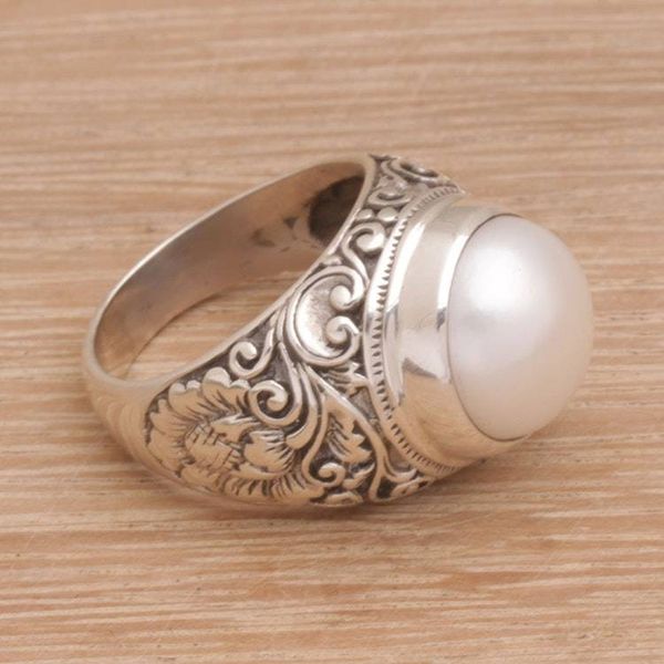 Alternate image for Cultured Pearl Floral Cocktail Ring from Bali Floral Crown