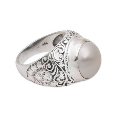 Alternate image for Cultured Pearl Floral Cocktail Ring from Bali Floral Crown