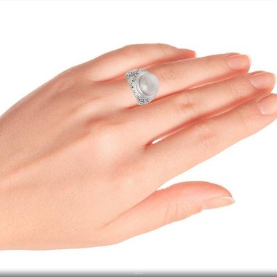 Alternate image for Cultured Pearl Floral Cocktail Ring from Bali Floral Crown