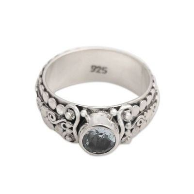Alternate image for Blue Topaz Sterling Silver Single-Stone Ring from Indonesia Swirling Serenity