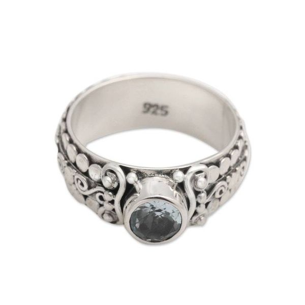 Alternate image for Blue Topaz Sterling Silver Single-Stone Ring from Indonesia Swirling Serenity
