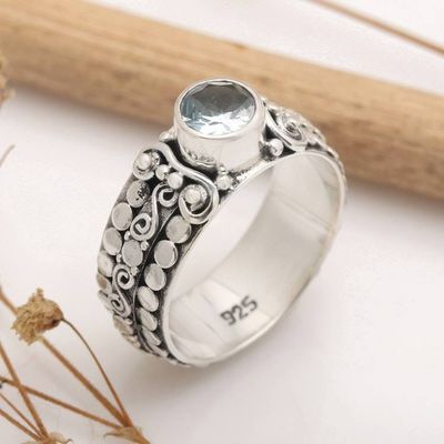Alternate image for Blue Topaz Sterling Silver Single-Stone Ring from Indonesia Swirling Serenity