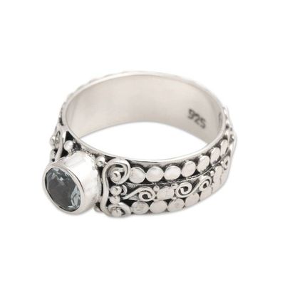 Alternate image for Blue Topaz Sterling Silver Single-Stone Ring from Indonesia Swirling Serenity