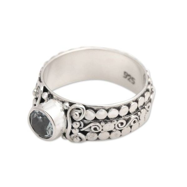 Alternate image for Blue Topaz Sterling Silver Single-Stone Ring from Indonesia Swirling Serenity