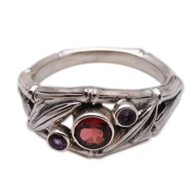 Alternate image for Garnet and Sterling Silver Ring Bamboo Mambo