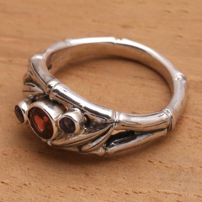 Alternate image for Garnet and Sterling Silver Ring Bamboo Mambo