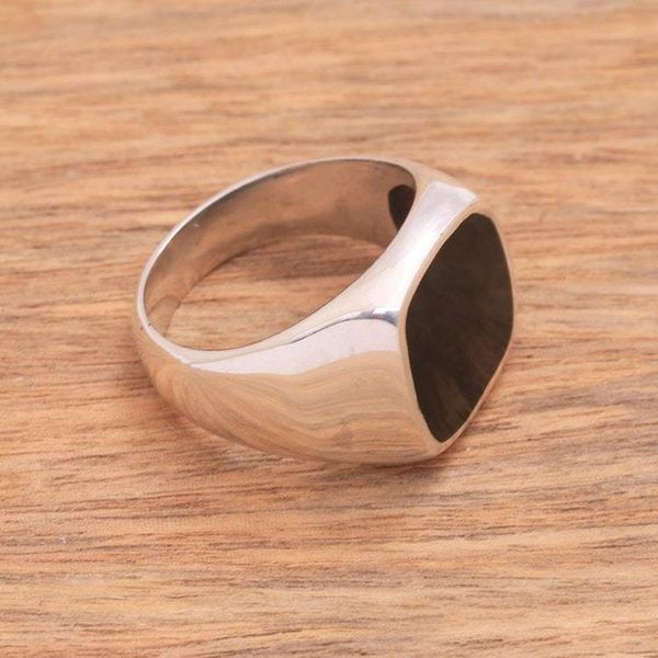 Alternate image for Black Resin and Sterling Silver Signet Ring from Bali Shadowy Window