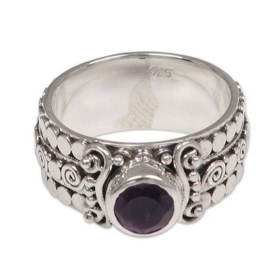 Alternate image for Amethyst Sterling Silver Single-Stone Ring from Indonesia Swirling Serenity