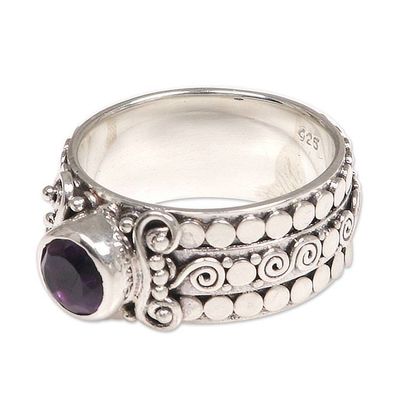 Alternate image for Amethyst Sterling Silver Single-Stone Ring from Indonesia Swirling Serenity