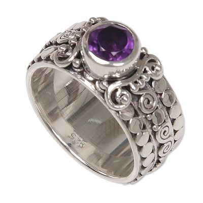 Alternate image for Amethyst Sterling Silver Single-Stone Ring from Indonesia Swirling Serenity