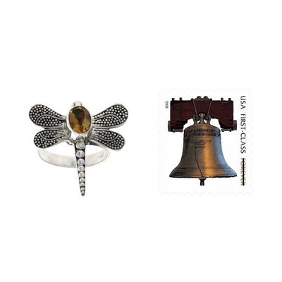 Alternate image for Citrine Dragonfly Cocktail Ring from Bali Gossamer Dragonfly