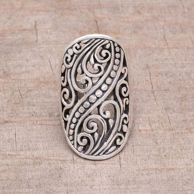 Primary image for Hand Crafted Sterling Silver Openwork Ring from Indonesia Balinese Shield