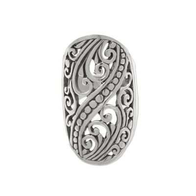 Alternate image for Hand Crafted Sterling Silver Openwork Ring from Indonesia Balinese Shield