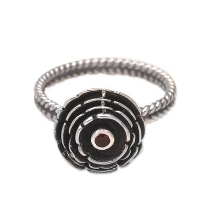 Alternate image for Sterling Silver and Garnet Flower Ring January Carnation