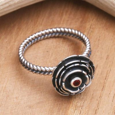 Alternate image for Sterling Silver and Garnet Flower Ring January Carnation