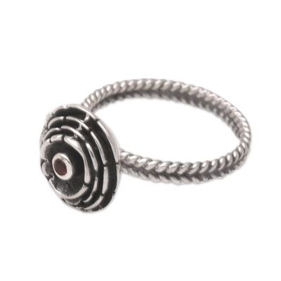 Alternate image for Sterling Silver and Garnet Flower Ring January Carnation