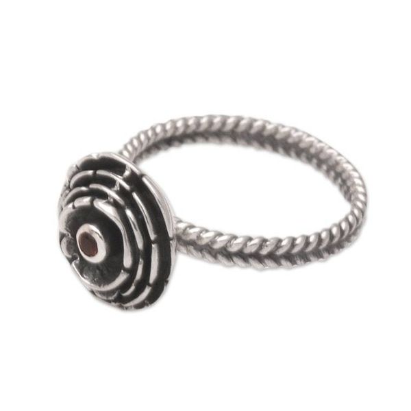 Alternate image for Sterling Silver and Garnet Flower Ring January Carnation