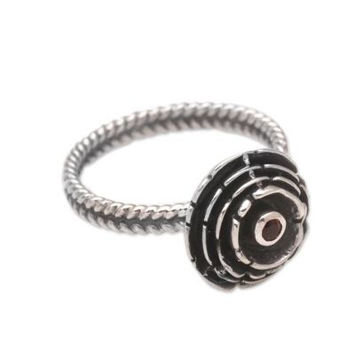 Alternate image for Sterling Silver and Garnet Flower Ring January Carnation