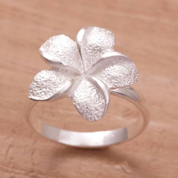 Alternate image for Hand Made Sterling Silver Flower Ring Frangipani