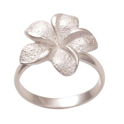 Alternate image for Hand Made Sterling Silver Flower Ring Frangipani