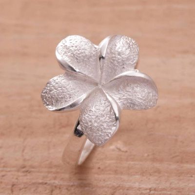 Alternate image for Hand Made Sterling Silver Flower Ring Frangipani