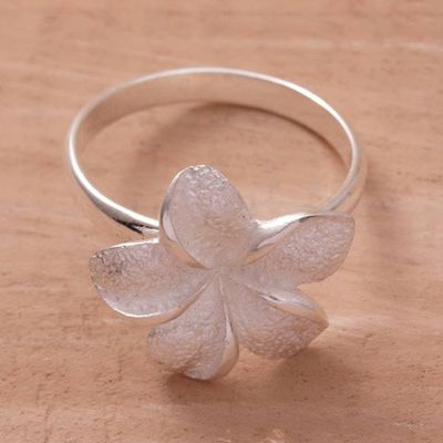 Alternate image for Hand Made Sterling Silver Flower Ring Frangipani