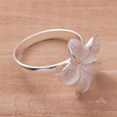 Alternate image for Hand Made Sterling Silver Flower Ring Frangipani