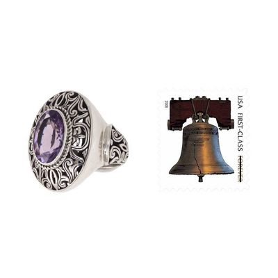 Alternate image for Amethyst and Sterling Silver Cocktail Ring from Bali Kintamani Twilight