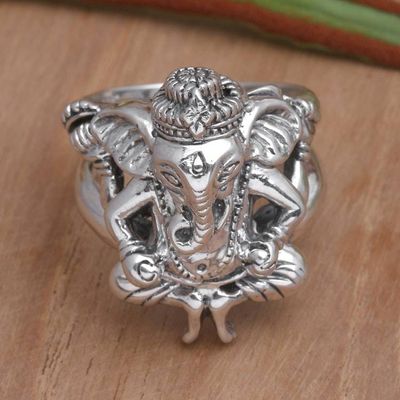 Alternate image for Mens Sterling Silver Hindu Ring Lord Ganesha
