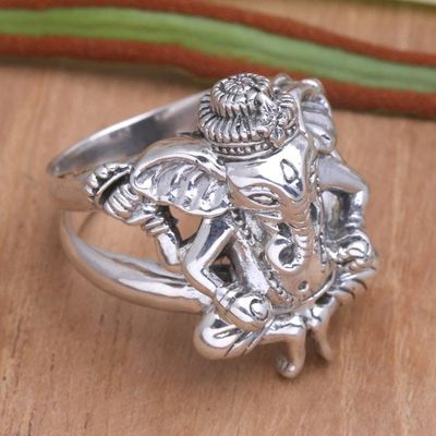 Alternate image for Mens Sterling Silver Hindu Ring Lord Ganesha
