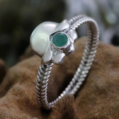 Alternate image for Emerald and Sterling Silver Ring Mays Lily of the Valley
