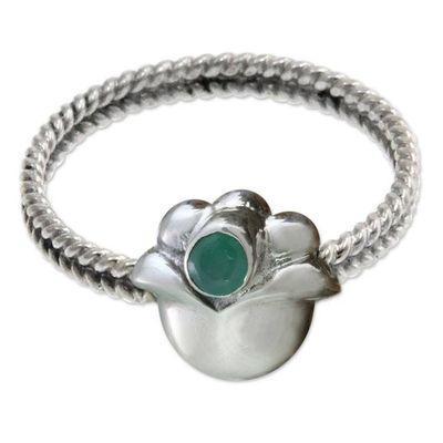 Alternate image for Emerald and Sterling Silver Ring Mays Lily of the Valley