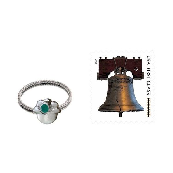 Alternate image for Emerald and Sterling Silver Ring Mays Lily of the Valley