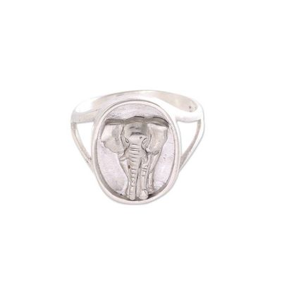 Alternate image for Sterling Silver Elephant Signet Ring from Bali Elephant Traipse