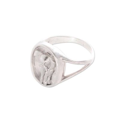 Alternate image for Sterling Silver Elephant Signet Ring from Bali Elephant Traipse