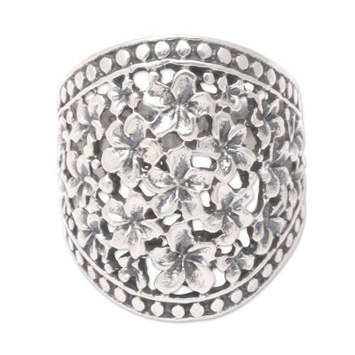 Alternate image for Floral Sterling Silver Band Ring from Indonesia Frangipani Nights